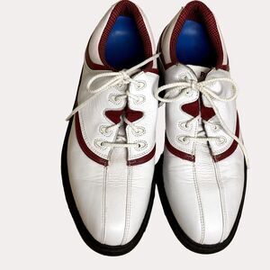 FootJoy Womens Golf Shoes Cleats Leather White Maroon 8 M bv